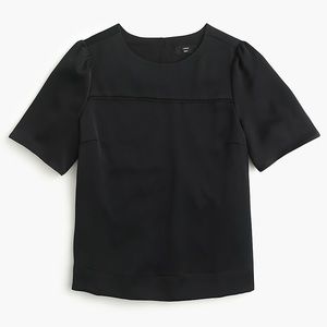 J CREW 360 Hammered Satin Black Top Sz 0 NWT